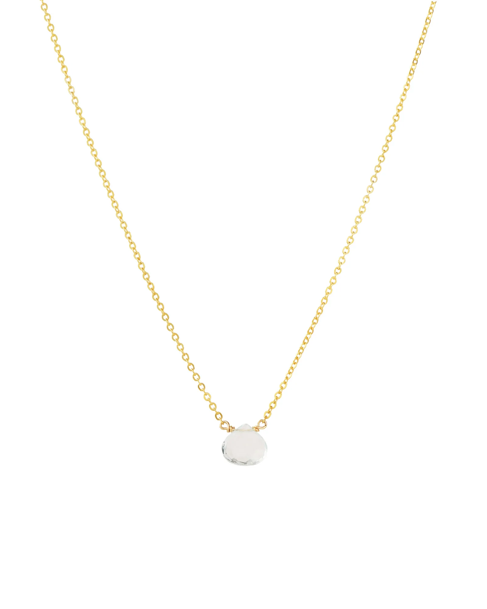 Stoned By Gem Jar Sky Blue Topaz Heart Cable Chain Necklace